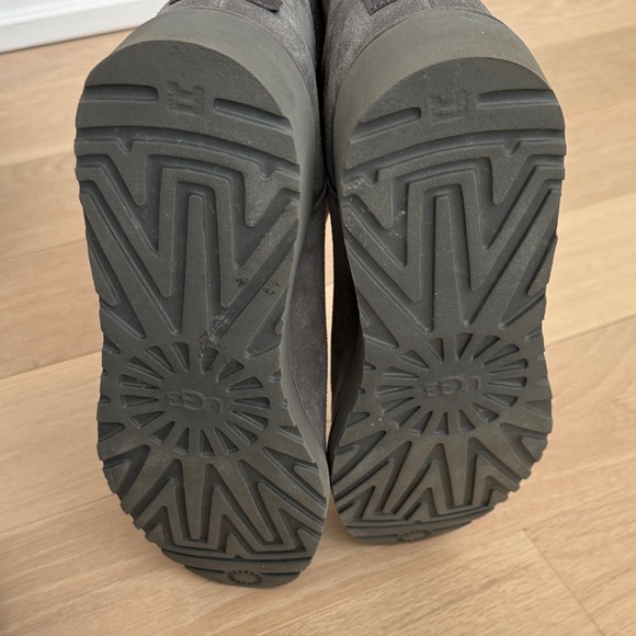 UGG Gray Suede Short Platform Shearling Boots, size 12 - Picture 7 of 7